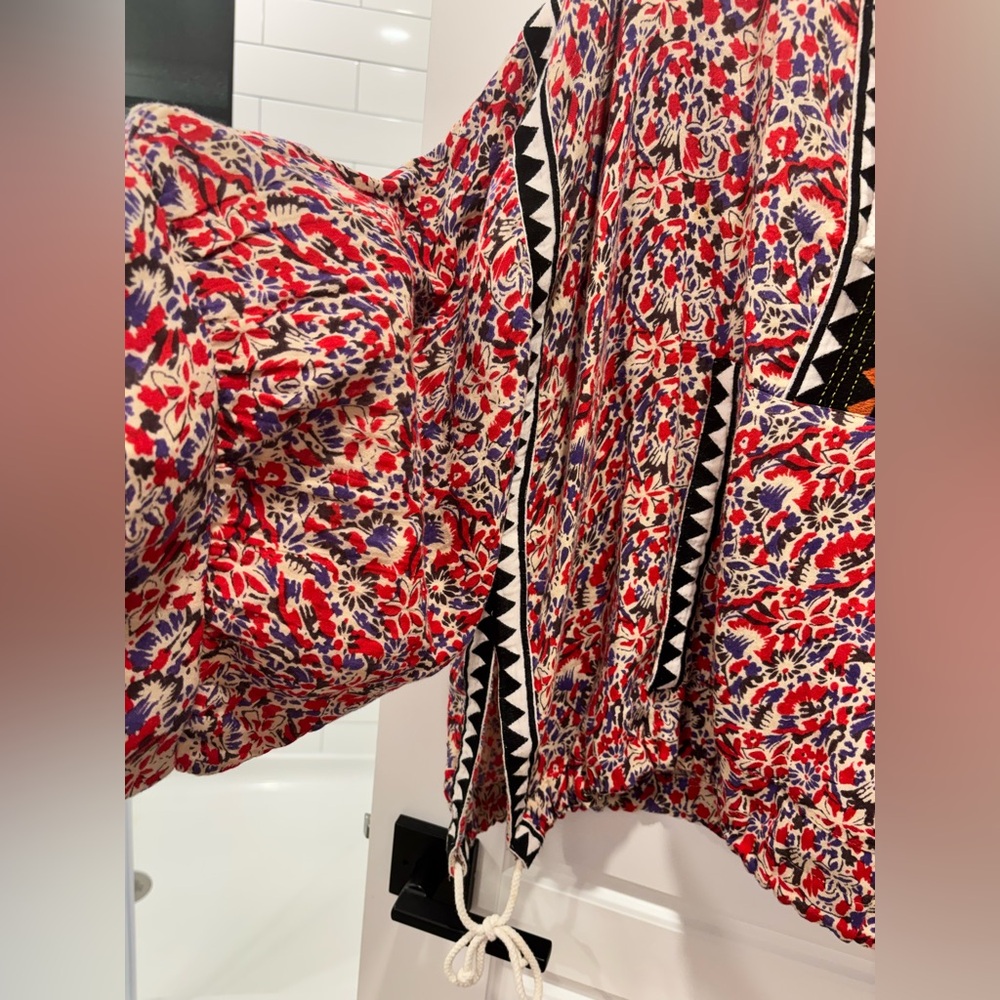 Free People Floral Patterned Hoodie with Geometric Accents GUC - Picture 5 of 8